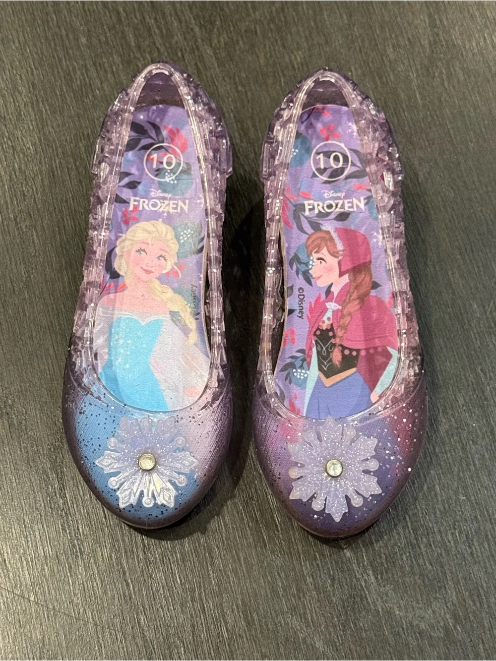 Disney Frozen Elsa & Anna Lavender Jelly Light Up Shoes Girl Size 10